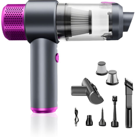 Aspirateur à main sans fil 7000 Pa, filtre HEPA lavable, mini design portable. Adapté pour auto, cuisine, poils d'animaux - violet. (1/5)