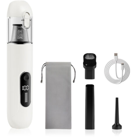 Aspirateur à main sans fil 13000 Pa, mini design pour auto, PC, canapé et maison. Nettoyage des fissures, fonction soufflage, batterie 1800 mAh. (1/5)
