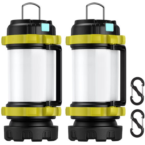 Ensemble de 2 lanternes de camping, 6 modes d'éclairage, autonomie 10 heures, portable, rechargeable, multicolore. (1/5)