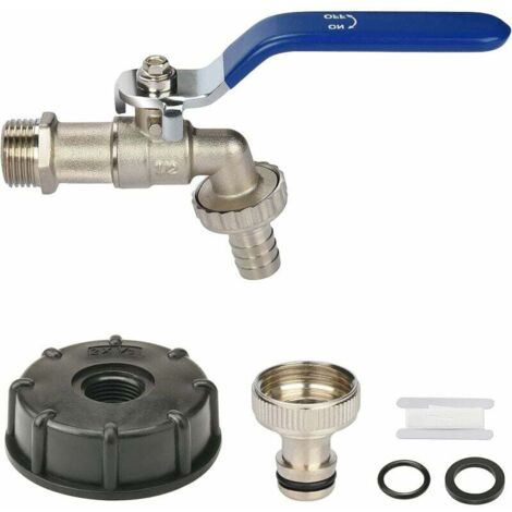 Raccord robinet pour cuve IBC, avec raccord de tuyau 1/2" (13mm), adaptateur de vidange de réservoir. Parfait pour robinet de jardin, installation facile et étanche. (1/5)