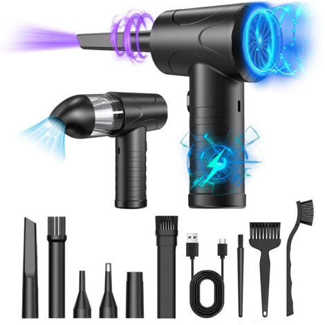 Aspirateur électrique, 3 vitesses 51000 tr/min, souffleur d'air USB rechargeable avec batterie 6000 mAh. Pour laptops, claviers, voitures, bureaux, canapés. (1/5)