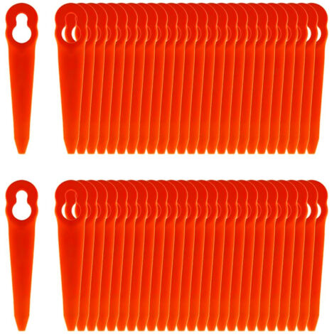 100 lames plastique ultra-minces orange L83. Pour tondeuses spécifiques, coupe nette et précise. (1/5)