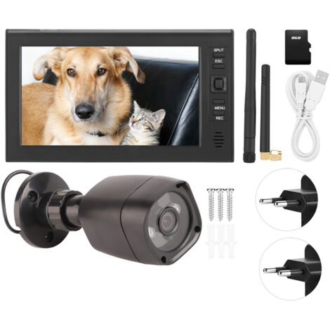 Système de surveillance sans fil 7 pouces - Moniteur LCD 4 canaux + caméra IR - Carte mémoire incluse - Compatible UE - Installation facile et complète (1/5)