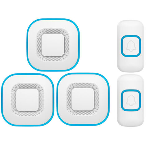 Sonnette sans fil intelligente - 3 sonnettes, 2 boutons - Blanc - Design moderne pour la maison. (1/5)