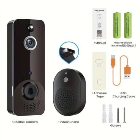 Sonnette vidéo WiFi intelligente - Caméra de porte avec interphone - Notification sur smartphone - Sécurité renforcée pour l'entrée de la maison (1/5)