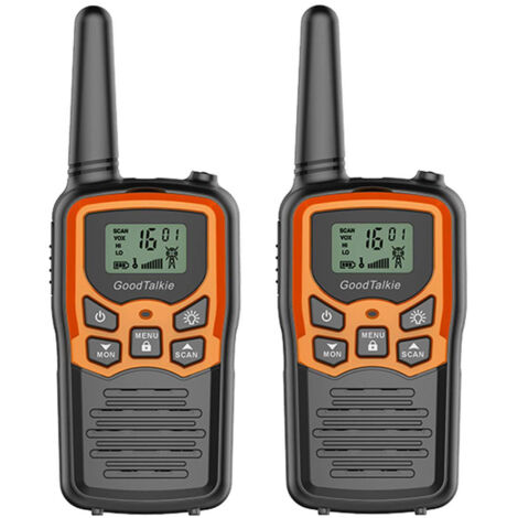 Talkie-walkie longue portée - Randonnée, camping, usage domestique - Pack de 2 (orange) - Communication fiable et portable pour toutes activités (1/5)