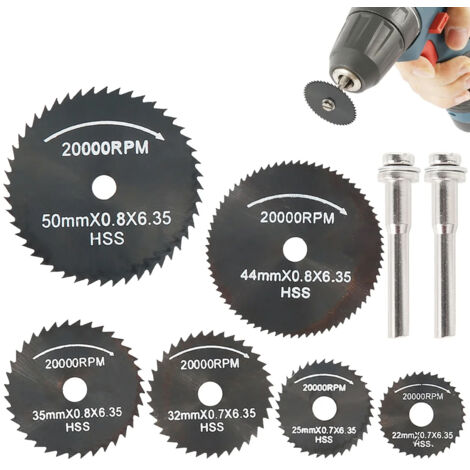 Kit 8 lames de scie circulaire pour outil rotatif - Disques de coupe pour métal, bois, plastique - Accessoires complets pour travaux multiples (1/5)