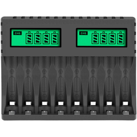 Chargeur intelligent 8 emplacements avec écran LCD - Pour piles AA/AAA NiCd/NiMH rechargeables - Contrôle de charge précis (1/5)