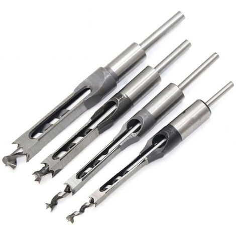 Set 4 bédanes à trou carré - Acier creux - 1/4-3/8 pouces - Menuiserie précise - Outils durables (1/5)
