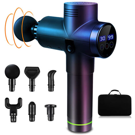 Pistolet de massage électrique 8 têtes - 30 vitesses ajustables - Pour cou, dos, épaules, muscles - Massage profond (1/5)