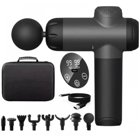 Pistolet de massage percussion 99 vitesses - 8 têtes pour tissus profonds - Massage musculaire manuel - Récupération sportive (1/5)