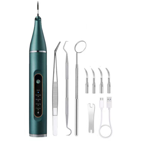 Détartreur dentaire ultrason pour animaux - Kit nettoyage dents chiens/chats - Vert - Soin vétérinaire