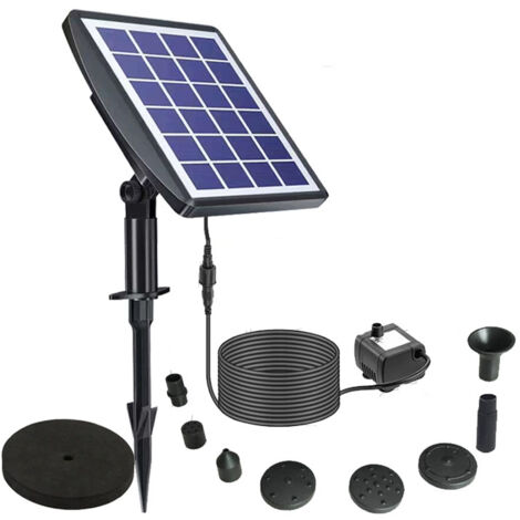 Fontaine solaire de jardin ABS 6V/2W - 8 buses + sac filtrant - Installation facile - Entretien minimal (1/5)