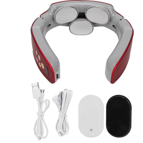 Masseur cervical rechargeable intelligent - 3 têtes physiothérapie - Rouge - Design ergonomique (1/5)