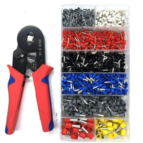 Kit de Pince à River CRIMPABLE à Cliquet Auto-Ajustable avec 800 Pièces d'Embouts de Câble et Connecteurs (1/5)