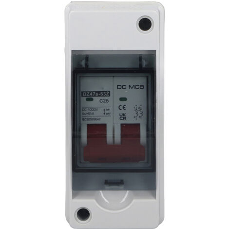 Disjoncteur DC Miniature 2P pour Système Photovoltaïque, Interrupteur Sectionneur IP65 Étanche DC1000V 25A (1/5)