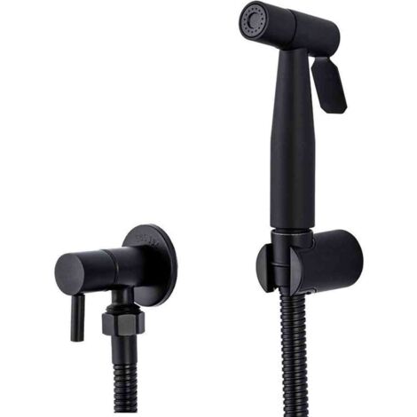 Pulvérisateur Bidet Portable Noir - Acier Inoxydable - Robinet de Toilettes - Valve Shattaf (1/5)