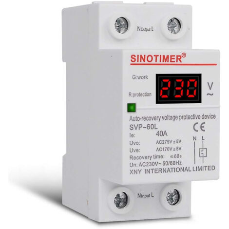 Protecteur de Circuit 40A 230V avec Affichage LED, Réglable Din Rail, Rétablissement Automatique Intelligent (1/5)