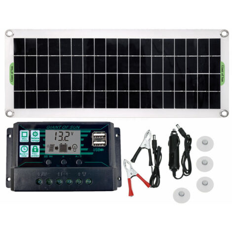 Contrôleur de Charge  100A avec Écran LCD, Régulateur de Batterie pour Panneau Solaire 12V/24V, Double USB (1/5)