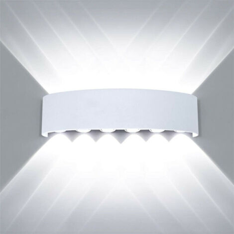 Applique Murale 12 LED Ampoule Aluminium - Blanc Froid Noir - pour Maison, Couloir (1/5)