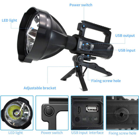 200000000LM lampe de poche LED la plus puissante 1500W