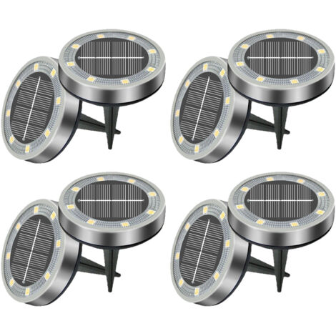 Set de 8/12/18 Bornes Solaires de Jardin - 8 LEDs Blanc Froid Étanches - Décoration pour Pelouse, Allée, Allée (1/5)