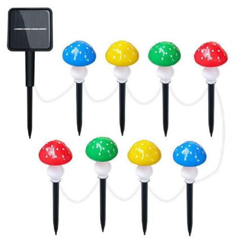 Lampes Solaires de Jardin Champignons - Lot de 8 - IP65 Étanche 8 Modes - Décoratives pour Pelouse, Patio, Clôture, Balcon - Noël, Halloween (1/5)
