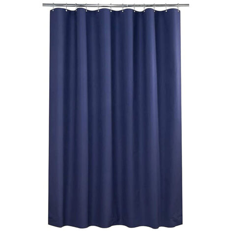 Petit Rideau de Douche d'Angle 36x72 Pouces (91x183cm) - Bleu Marine Demi-Taille - Tissu Étroit pour Décoration Salle de Bain - avec Crochets (1/5)