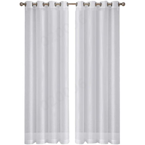 Rideaux en Voile Blanc "Leott" - Aspect Lin Semi-Transparent - Lot de 2 Panneaux 54x84 Pouces (137x213cm) - pour Séjour ou Salle à Manger (1/5)