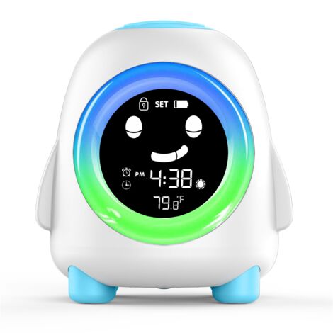 Réveil Électronique LCD avec Veilleuse - Forme Pingouin Cartoon - pour Enfants ou Dortoir - Bleu Clair (1/5)