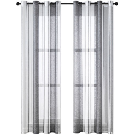 Rideaux Transparents à Oillets - Voile à Rayures - Rideau Décoratif (1/5)
