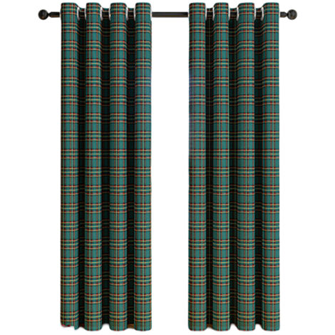 Rideaux Décoratifs à Motif Vichy/Tartan - Style Campagnard à Oeillets - pour Cuisine ou Salon - Lot de 2 Panneaux (1/5)