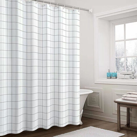 Rideau de Douche Étanche Blanc - Doublure Intérieure Amovible - Idéal pour Salle de Bain Familiale ou Hôtel (1/5)