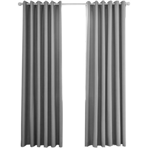 Rideaux Occultants Isolants Thermiques - 140x240cm - Design Moderne à Oeillets - Gris Clair (1/5)