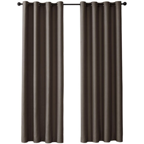 Rideau Occultant Thermique à Oeillets - 1 Pièce 132x160cm - Décoration Fenêtre pour Salon et Chambre - Café (1/5)