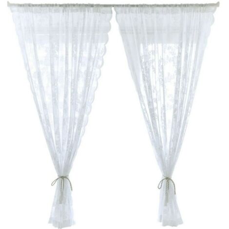 Rideau en Dentelle de Gaz Blanc (Gauze) - pour Chambre ou Salon - 1 Panneau 30x40 Pouces (76x102cm) - à Poche pour Tringle (1/5)