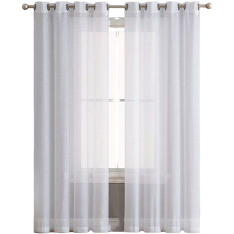 Ensemble de 2 Rideaux en Voile 134x160cm - Double Panneau en Tulle avec Oeillets - Draperies Modernes et Douces pour Décoration Blanche (1/5)