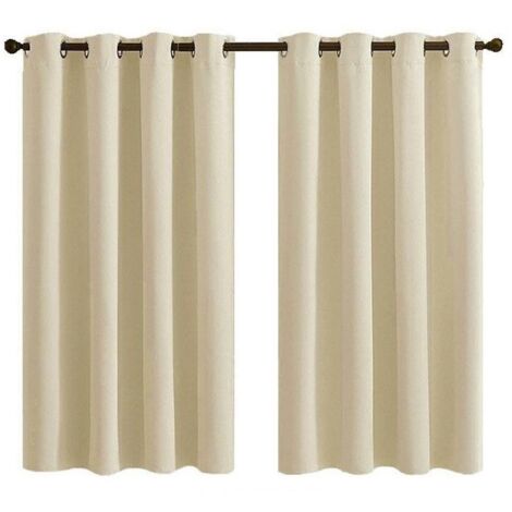 Ensemble de 2 Panneaux de Rideaux Courts à Oeillets - Occultant Isolant Thermique Couleur Taupe - pour Chambre ou Salle de Bain 28x36 Pouces (K30) (1/5)