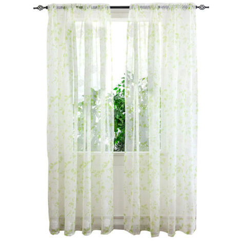 Rideaux en Voile à Poche pour Tringle à Motif Floral - Longs Panneaux pour Fenêtre - Décoration pour Séjour, Chambre, Cuisine, Jardin (1/5)