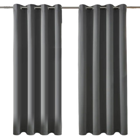 Rideaux Occultants Longs pour Salon - Lot de 2 Panneaux à Oeillets Isolants Assombrissants - Gris Foncé 132x183cm (1/5)