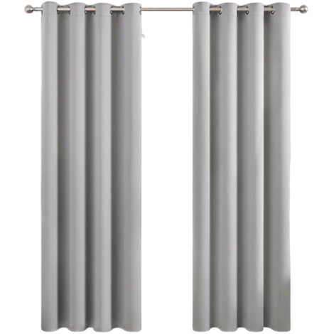 Rideau Occultant Thermique à Oeillets - 1 Pièce 132x213cm - Décoration Fenêtre pour Salon et Chambre - Gris Clair (1/5)