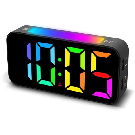 Réveil Numérique Bluetooth sans Fil avec Haut-parleur, Radio FM et Subwoofer - Lecteur de Musique (Noir) (1/5)