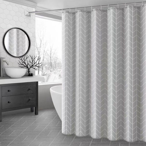 Rideau de Douche Imprimé Océan Abstrait - Design Géométrique - Imperméable - Accessoire Décoratif pour Baignoire - Taille Standard (1/5)