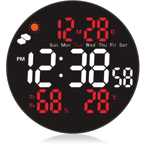 Horloge Murale Digitale 8 Pouces à Couleurs RVB Variables - Pilotée par Télécommande - Fonctions Automatiques Avancées - pour Domicile (1/5)