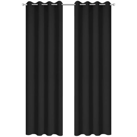 2 Pièces Rideaux Occultants Thermiques pour Salon - 140x240cm - Noir (1/5)
