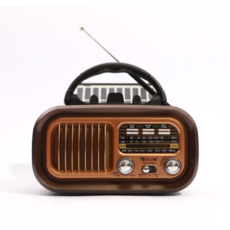 Radio Portable AM/FM Rétro - Transistor Ondes Courtes Vintage - Haut-parleur Puissant - Alimentation USB ou Pile D - Bluetooth/Lecteur TF (Cuivré) (1/5)