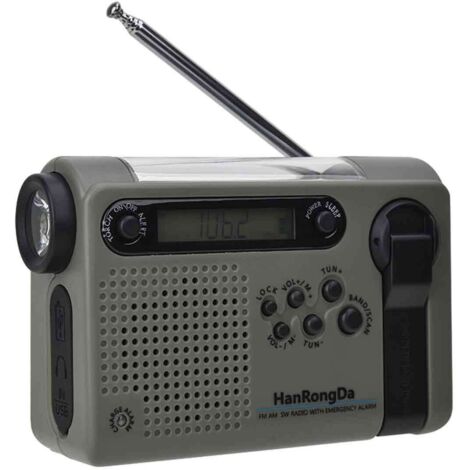 Radio d'Urgence à Manivelle et Solaire 2000mAh - Radio FM/AM - Chargeur USB - Lampe Torche LED - Version UK (1/5)