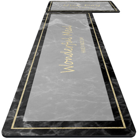 Lot de 2 Tapis de Cuisine en Terre de Diatomée - 45x70cm et 45x120cm - Motif "Matin" - Antifatigue et Absorbant (1/5)