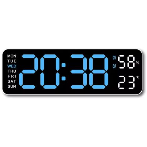 Réveil Murale/ de Bureau Numérique LED à Grand Affichage - Affichage du Calendrier, de la Température et de la Date - Fonctions Complètes pour la Maison (1/5)
