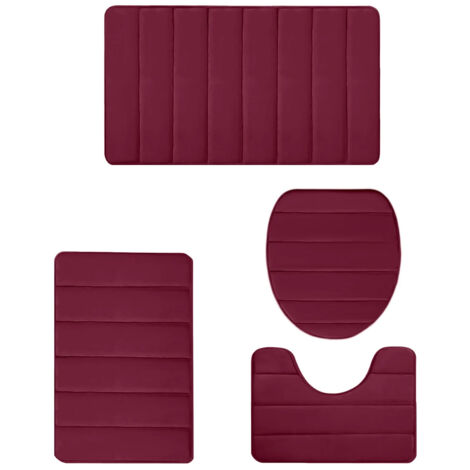 Ensemble de 4 Tapis de Bain en Mousse à Mémoire - Confortables, Universels, Très Absorbants et Antidérapants, Lavables Facilement et Sèchent Vite - Couleur Foncé, Cadeau pour Femmes (1/5)